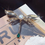 Natural Pearl Brooch Retro Dragonfly Pearl Breastpin Freshwater Pearl Jewelry