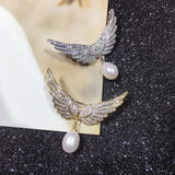 Freshwater Pearl Angel's Wings Brooch Pin Women Corsage