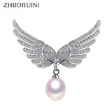 Freshwater Pearl Angel's Wings Brooch Pin Women Corsage
