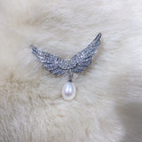 Freshwater Pearl Angel's Wings Brooch Pin Women Corsage