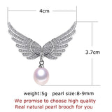 Freshwater Pearl Angel's Wings Brooch Pin Women Corsage