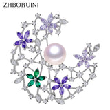 Natural Freshwater Pearl Brooch Creative Moon Brooch Pins Pearl Jewelry