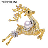 Natural Freshwater Pearl Brooch Elk Brooch Pins Pearl Jewelry Women