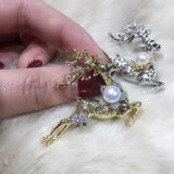 Natural Freshwater Pearl Brooch Elk Brooch Pins Pearl Jewelry Women