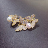 Freshwater Pearl Brooch Micro Zircons Butterfly Brooch Pins Pearl Jewelry
