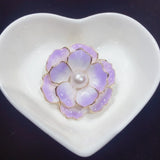 Natural Freshwater Pearl Brooch Ceramic Enamel Flower Pin