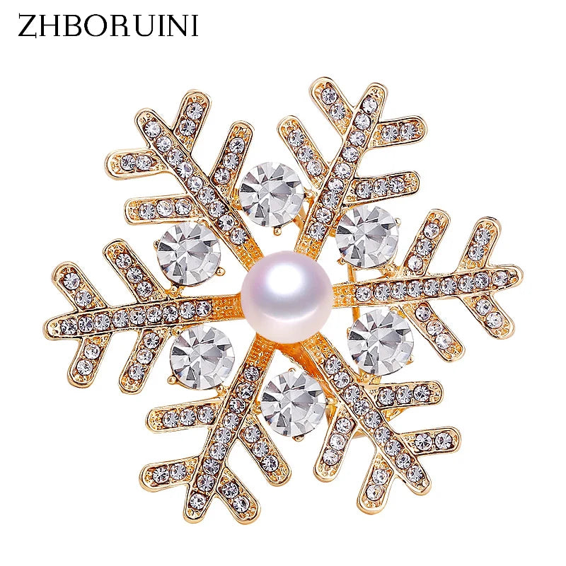 Natural Freshwater Pearl Snowflake Brooch Pin Corsage