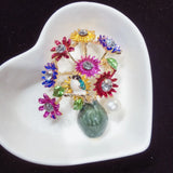 Natural Freshwater Pearl Brooch Enamel Flower Vase Pin