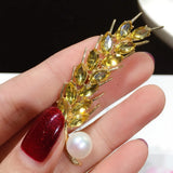Freshwater Pearl Brooch Wheat Spike Pin Jewelry