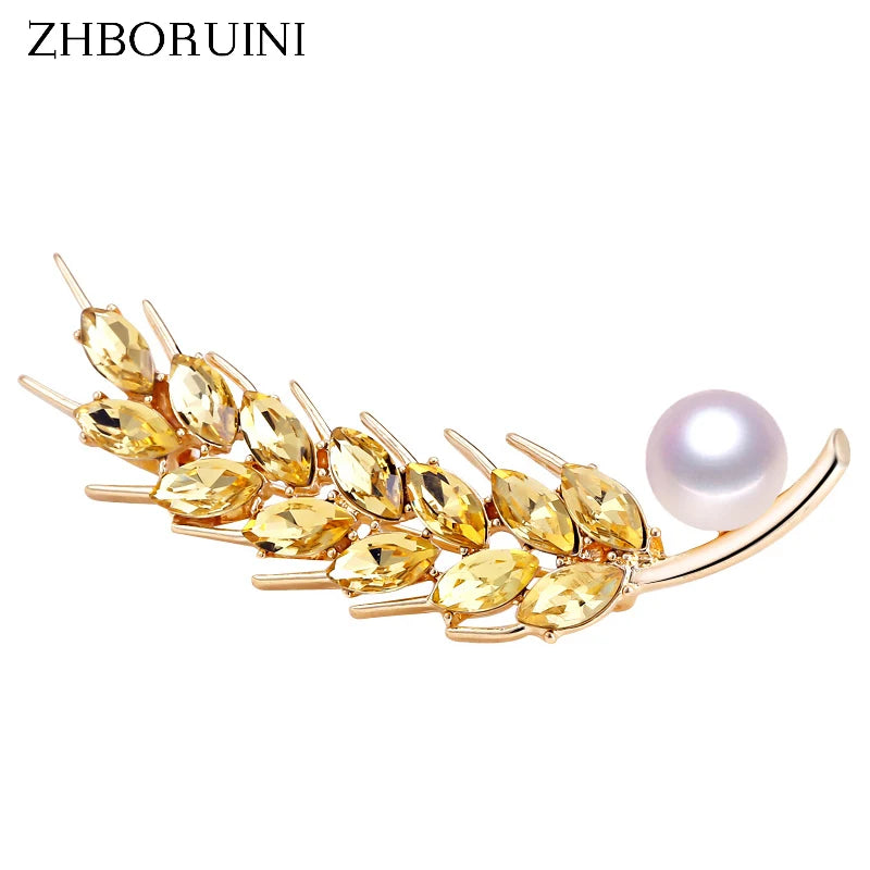 Freshwater Pearl Brooch Wheat Spike Pin Jewelry