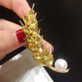 Freshwater Pearl Brooch Wheat Spike Pin Jewelry