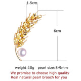 Freshwater Pearl Brooch Wheat Spike Pin Jewelry