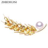 Freshwater Pearl Brooch Wheat Spike Pin Jewelry