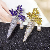 Freshwater Pearl Carrot Brooch - Elegant Pearl Jewelry