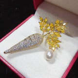 Freshwater Pearl Carrot Brooch - Elegant Pearl Jewelry