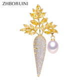 Freshwater Pearl Carrot Brooch - Elegant Pearl Jewelry