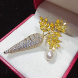 Freshwater Pearl Carrot Brooch - Elegant Pearl Jewelry