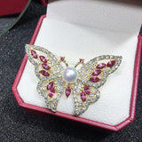 Natural Freshwater Pearl Brooch Butterfly Design