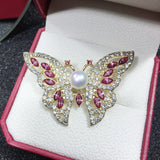 Natural Freshwater Pearl Brooch Butterfly Design