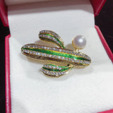 Natural Pearl Brooch Cactus Pearl Breastpin Freshwater Pearl