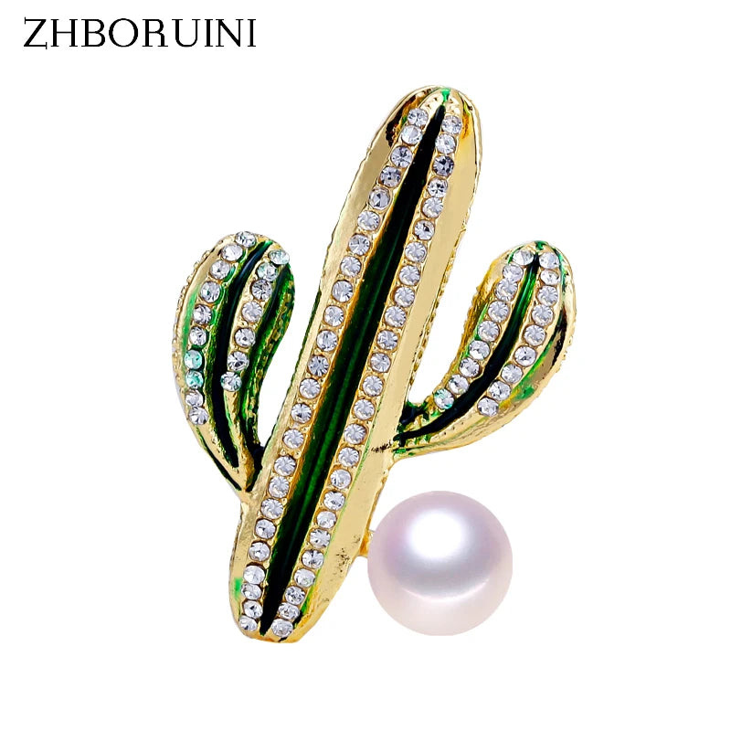 Natural Pearl Brooch Cactus Pearl Breastpin Freshwater Pearl