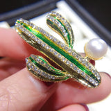 Natural Pearl Brooch Cactus Pearl Breastpin Freshwater Pearl