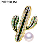 Natural Pearl Brooch Cactus Pearl Breastpin Freshwater Pearl
