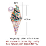 Natural Pearl Brooch Ice Cream Corsage Pearl Pin Freshwater Pearl Jewelry