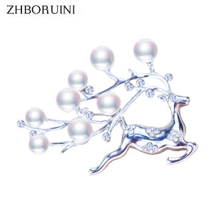 Elk Deer Freshwater Pearl Brooch Jewelry For Women