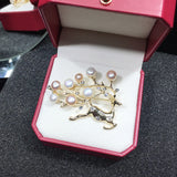 Elk Deer Freshwater Pearl Brooch Jewelry For Women