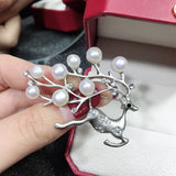 Elk Deer Freshwater Pearl Brooch Jewelry For Women