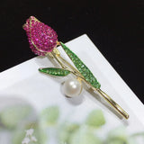 Natural Pearl Brooch Rose Flower Corsage Pearl Breastpin Freshwater Pearl Jewelr
