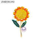 Sunflower Pearl Brooch Freshwater Jewelry Women Gift
