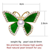 Enamel Butterfly Pearl Breastpin Natural Freshwater Pearl Jewelry