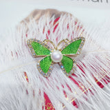 Enamel Butterfly Pearl Breastpin Natural Freshwater Pearl Jewelry