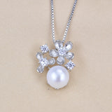Pearl Flower Pendant 925 Sterling Silver Jewelry For Women