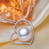 Sterling Silver Love Heart Pendant Natural Pearl Necklace