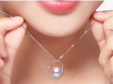 Sterling Silver Love Heart Pendant Natural Pearl Necklace