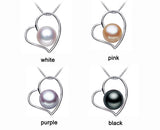 Sterling Silver Love Heart Pendant Natural Pearl Necklace