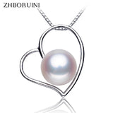 Sterling Silver Love Heart Pendant Natural Pearl Necklace