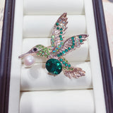 Enamel Eagle Pearl Brooch for Women