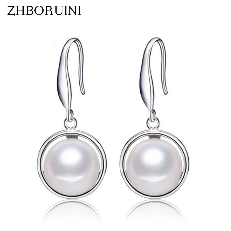 9-10mm Natural Pearl Earrings 925 Sterling Silver Jewelry For Women