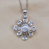 Freshwater Pearl Flower Necklace 925 Sterling Silver Jewelry