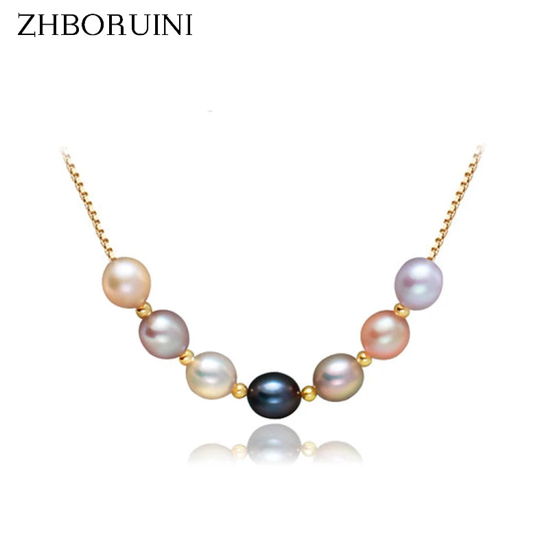 Freshwater Multicolour Pearl Necklace Pendant 925 Sterling Silver Jewelry