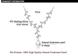 Freshwater Pearl Choker Necklace Leaf Pendant 925 Sterling Silver Jewelry
