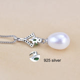Natural Freshwater Pearl Zircon Pendant 925 Sterling Silver Necklace