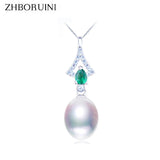 Natural Freshwater Pearl Zircon Pendant 925 Sterling Silver Necklace