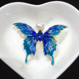 Natural Pearl Brooch Enamel Butterfly Freshwater Pearl Pins