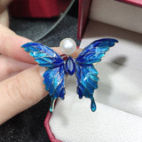 Natural Pearl Brooch Enamel Butterfly Freshwater Pearl Pins