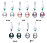 Green Zircon Natural Pearl Earrings 925 Sterling Silver Jewelry
